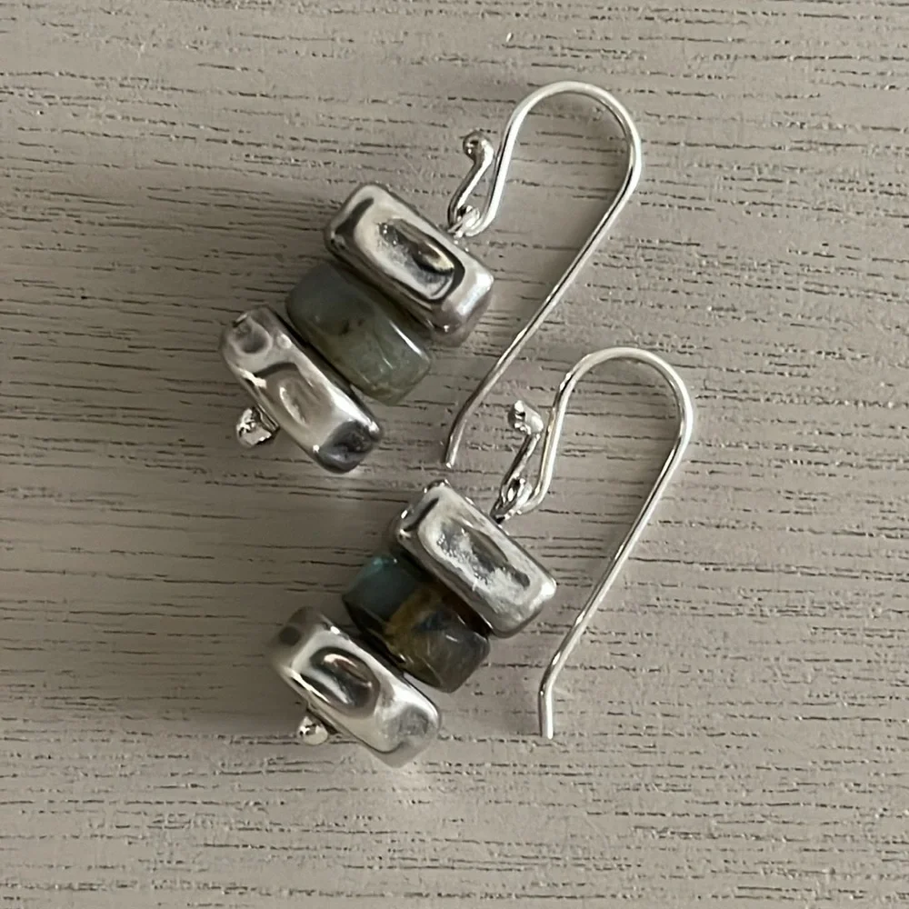 HTF Vintage Silpada Sterling Silver & Labradorite French Wire Earrings W0724